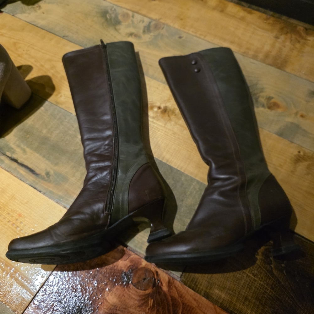 Elegant Brown Leather Knee-High Boots